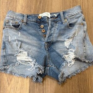 Celebrity Pink Blue Distressed Jean Shorts